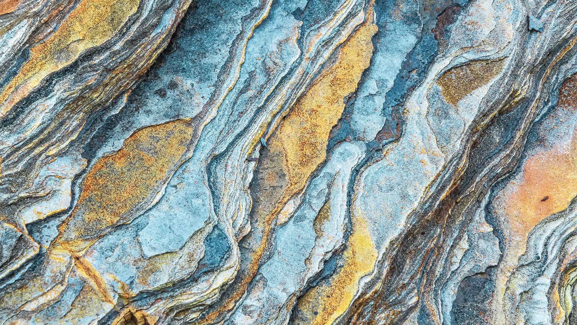 Image of colorful rock layers in close-up 